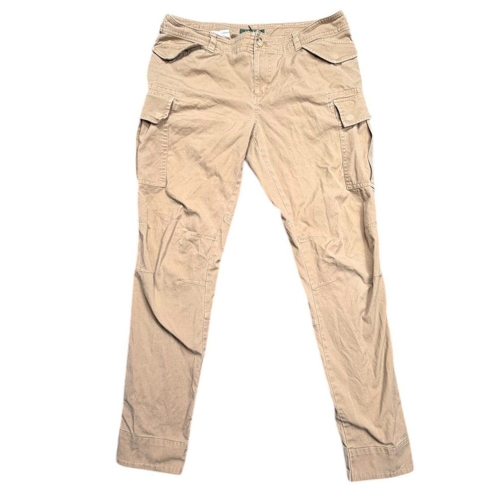 Lauren Ralph Lauren Tan Khaki Cargo Utility Pants Stretch Straight Leg Womens 10